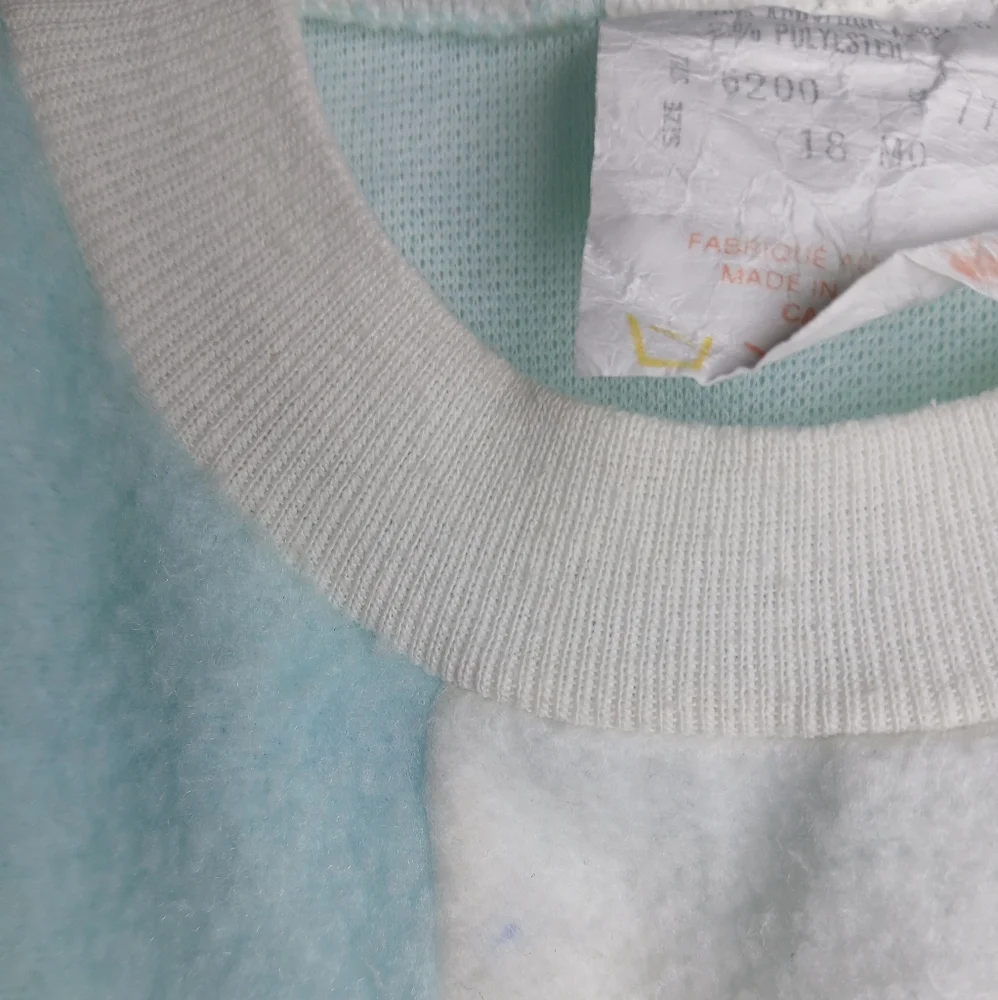 Vintage Baby Pajamas Aqua Blue & White Fleece Giraffe Bear Embroidery 18M Canada
